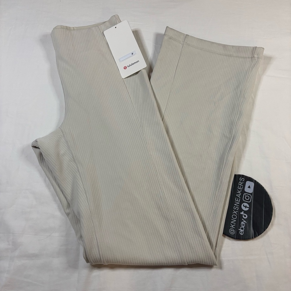 Lululemon Ribbed Softstreme Flared Pant *Regular BONE Ivory White Women's Size 8